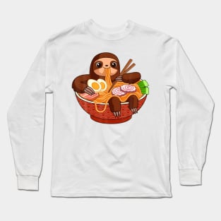 Japanese Ramen Kawaii Funny Sloth Long Sleeve T-Shirt